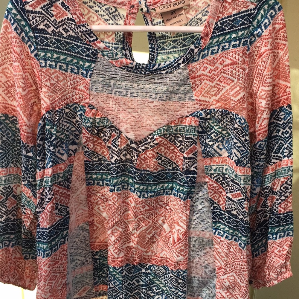Lucky brand hi low geometric ikat Aztec shirt 3